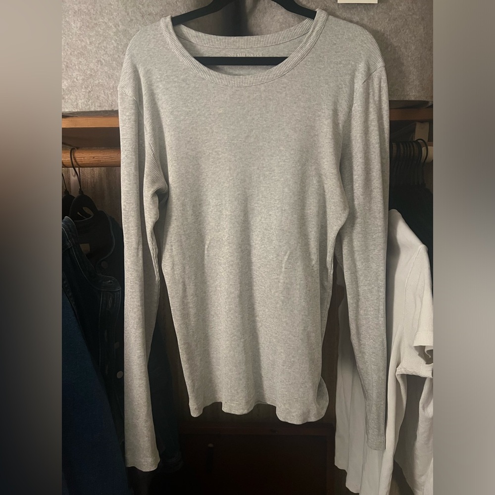 Djerf Avenue XL Daily Long Sleeve Top in Gray Melange